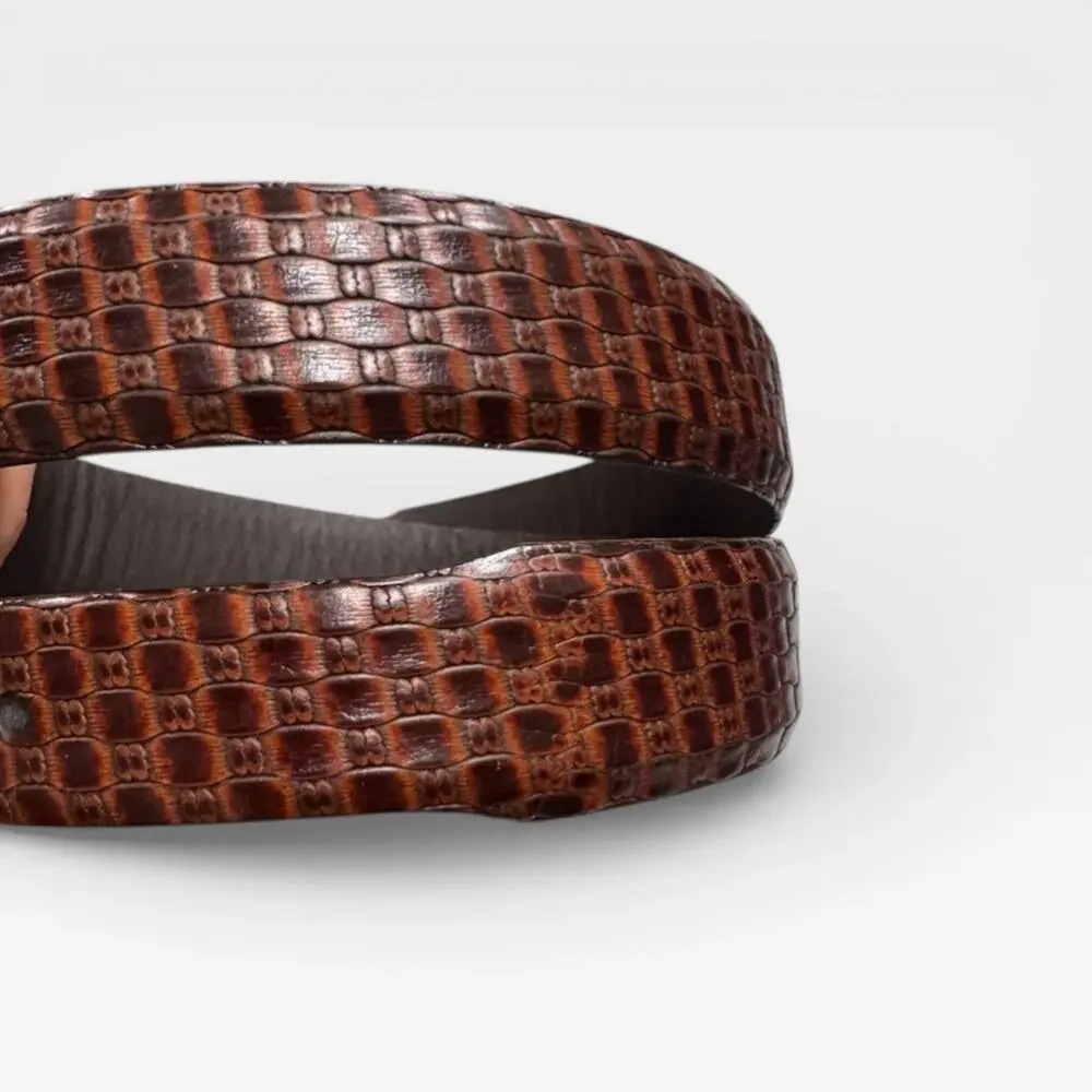 Vtg 1990s Talliani Italian Calfskin Braided Leather Belt Men's 32 Brown Silver